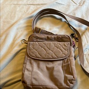 Travelon Tan Quilted Crossbody Bag